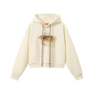 NOISY TEDDY25年冬季新款时尚潮流女士连帽套头长袖加绒卫衣百搭