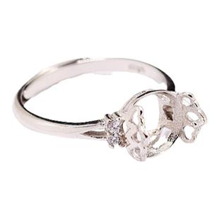 S925纯银戒指空托时尚女款圆珠可转动DIY蜜蜡松石琥珀镶嵌转运珠