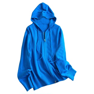 纯色连帽宽松毛衣开衫可配一整套丝带阔腿裤牛仔裤女两件套装W242