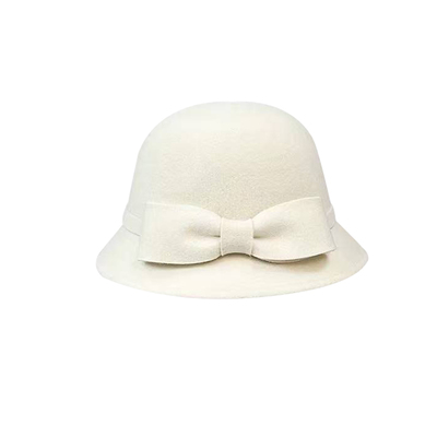 留洋千金风白色大蝴蝶结渔夫帽