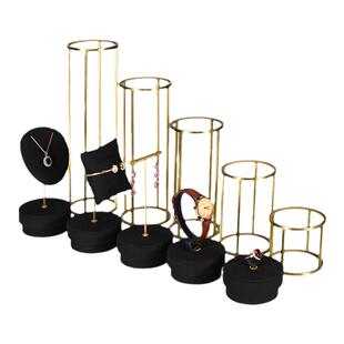 众美达黑珠宝橱窗陈列道具戒指耳环展示架子首饰品柜台专用套装