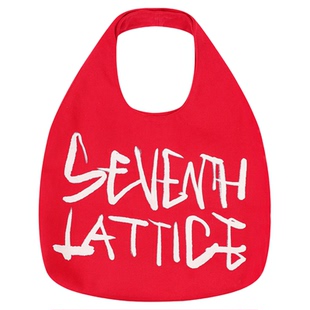 7THLAT水洗印花字母帆布包女大容量单肩手提包学生简约托特包红色