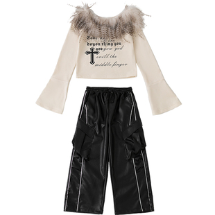 爵士舞服装女童时髦露脐上衣jazz舞蹈服女团街舞韩舞打歌舞演出服