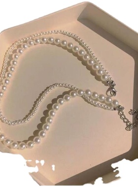 AA6095双层珍珠项链叠戴2024高级设计感轻奢小众复古颈链锁骨链