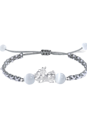 本命年红绳编绳男女一对情侣手链女生日礼物男足银貔貅招财串珠