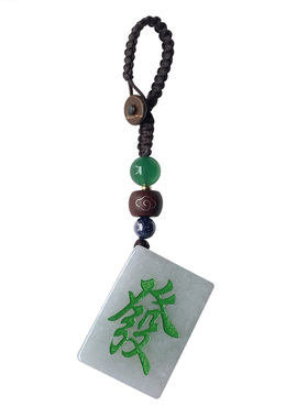 天然翡翠白板红中幺鸡高端挂件