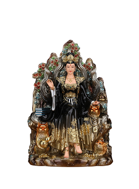 新款九尾娘娘神像九尾狐黑狐像体真身青丘供奉九姑娘家用树脂摆件