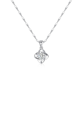 「白玫瑰四叶草」S999纯银项链