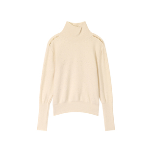 熙薇【暖月浮纹】2025冬季新款时尚轻奢珠片纱立领羊毛衫H6465