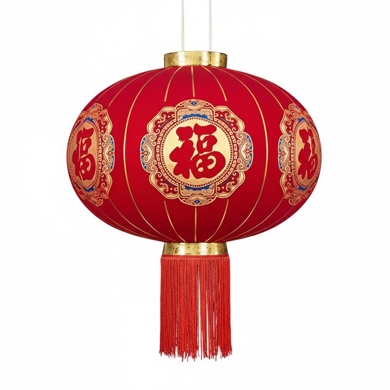 新年福字灯笼大红乔迁大门口喜婚事植绒挂饰一对阳台院子户外装饰
