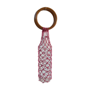 树的岛Tree手工编织松紧保温茶杯酒袋套手提实木圆环网兜环保时髦