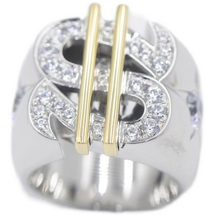 wbj定制珠宝方形美金戒指 s925 银镀金饰品首饰 潮流戒指dollars