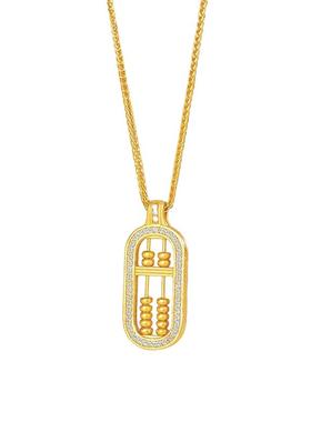 S925纯银古法算盘项链女款