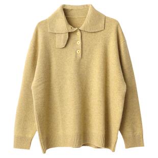 温柔且有范儿！米兰走秀款山羊绒针织高领排扣套头宽松毛衣KAKA特
