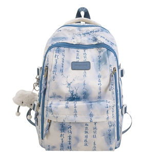袋鼠双肩包书包女高中生ins小众大容量耐脏初中女孩结实耐用背包