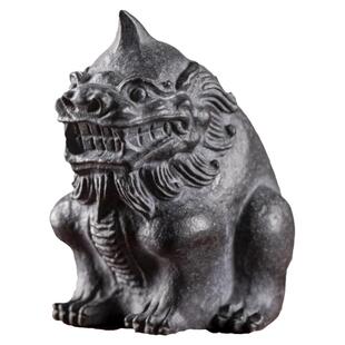 乌金石头茶宠獬豸可养变色精品茶盘摆件茶桌招财茶道禅意茶玩饰品