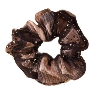 欧根纱满天星大肠发圈优雅气质高级发绳闪钻头绳盘发丸子头花发饰