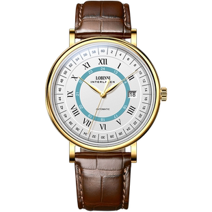 罗宾尼官方正品手表男机械表男全自动新款商务休闲男士防水名牌