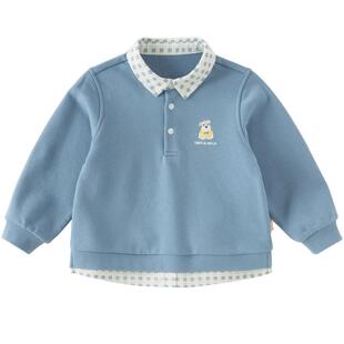 戴维贝拉儿童卫衣套头衫2026春装新款男童长袖休闲假两件上衣童装