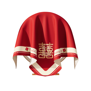 结婚喜庆圆形镜子防尘盖布红色婚庆装饰方巾梳妆台化妆镜遮灰盖布