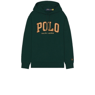 Polo Ralph Lauren深绿字母刺绣美式学院风连帽卫衣REVOLVE