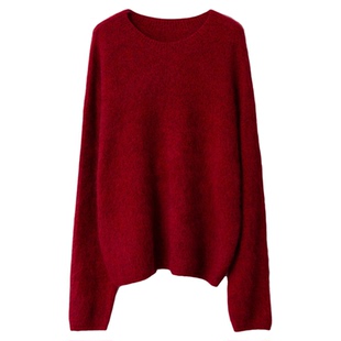 丝艺圣诞节日275G定染花纱山羊绒绵羊毛圆领V领无缝一体拉绒毛衣