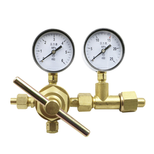 高压氮气减压器YQD-370全铜氧气氢气氦气减压阀6*25MPa空调压力表