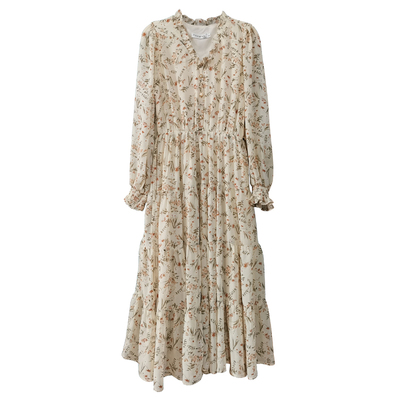 法式茶歇碎花雪纺连衣裙