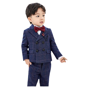 罗蒙男童西装套装宝宝小西装儿童礼服晚宴庆生抓周男西服套装新款