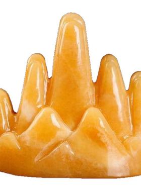 正品天然玉石精雕米黄玉五指山摆件黄玉礼品招财风水镇宅装饰摆件