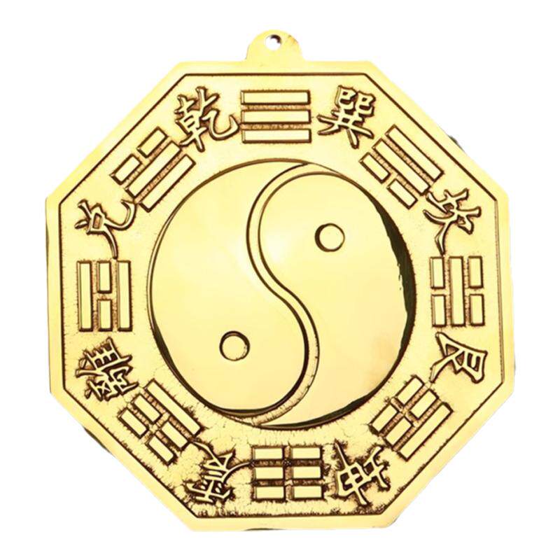 黄铜八卦镜阴阳鱼太极八卦镜凸透装饰摆件