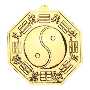 黄铜八卦镜阴阳鱼太极八卦镜凸透镜凹镜平面镜大小凹凸镜铜器摆件