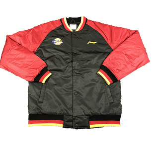 李宁赞助CUBA联赛球员版男子篮球运动棉服出场外套保暖棒球服夹克