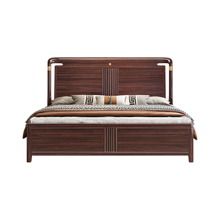 乌金木实木床1.8米双人床别墅轻奢高端家具卧室家用储物大床婚床