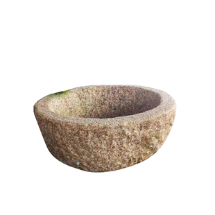 户外庭院石雕手打面水钵石钵老石槽水盆鱼池缸日式水景青石花盆