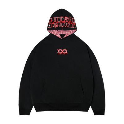 BIPOLAR星芒珍珠格子连帽卫衣