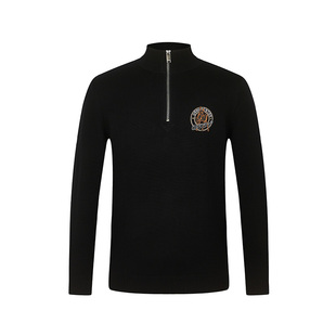 ORRDT澳林丹顿半拉链刺绣款针织衫秋冬新款100%羊毛上衣A09D2241