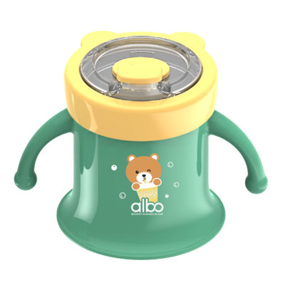 albo儿童牛奶杯不锈钢吸管杯