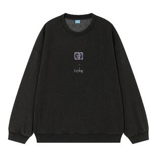 CryingCenter日月落泪印章 复古水洗宽松软糯加绒圆领卫衣 男女款