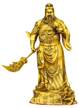 纯黄铜关公武财神招财摆件