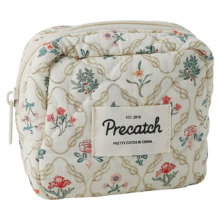 美摘方形吐司立体化妆包补妆气垫口红收纳袋加厚花朵小号包中包女