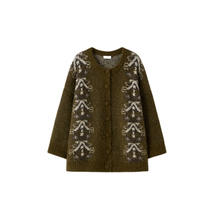 【ICE DUST】hug 2026早春新款提花LOGO宽松毛衣开衫icedust