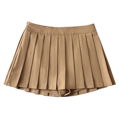 质感100分温柔奶茶色系百褶裙