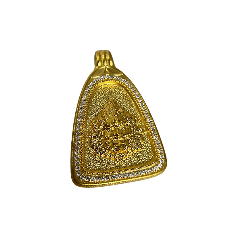 5D工艺足金999黄金财神吊坠项链