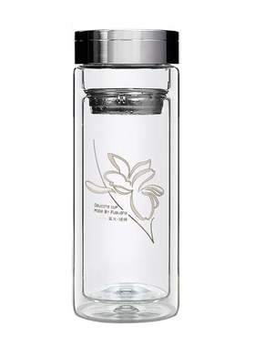 富光健牌3型大中号口杯双层玻璃杯泡茶杯办公水杯子正品280/320ml