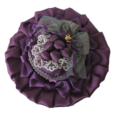 原创手作深紫色lolita小物套装