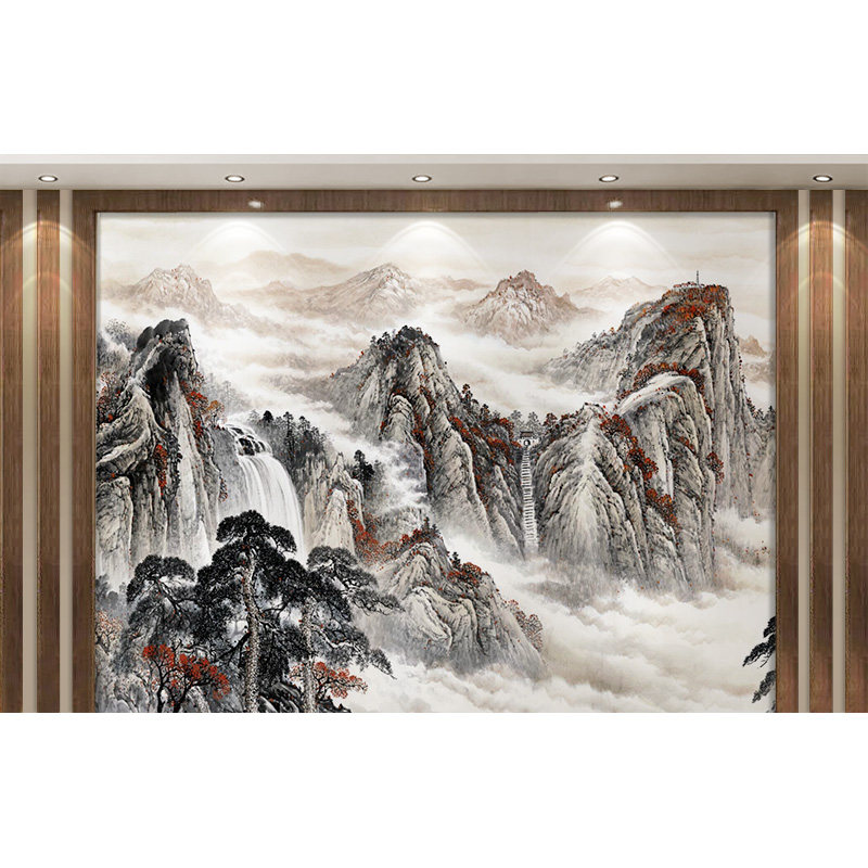 国画山水壁纸电视墙纸客厅壁画