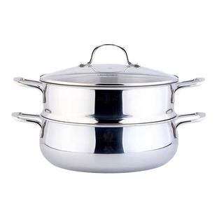 304不锈钢加厚双层蒸笼蒸锅蒸馒头电磁炉燃气灶专用汤锅28cm