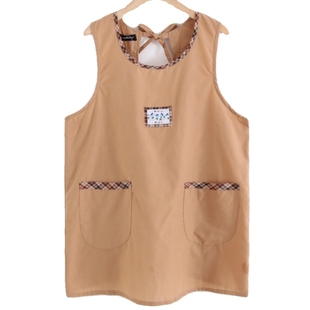 包邮外贸单多色圆领后系绳无袖背心四季围裙女双口袋家务清洁防污