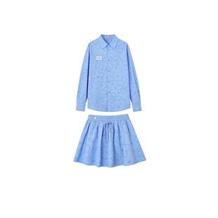 SOMESOWE 2025春季新款翻领镂空花朵廓形衬衣/镂空花朵半裙套装女